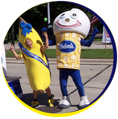 The Banana Lady and Culver's Custard Mascot