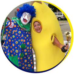 Banana Lady and a Clown Friend
